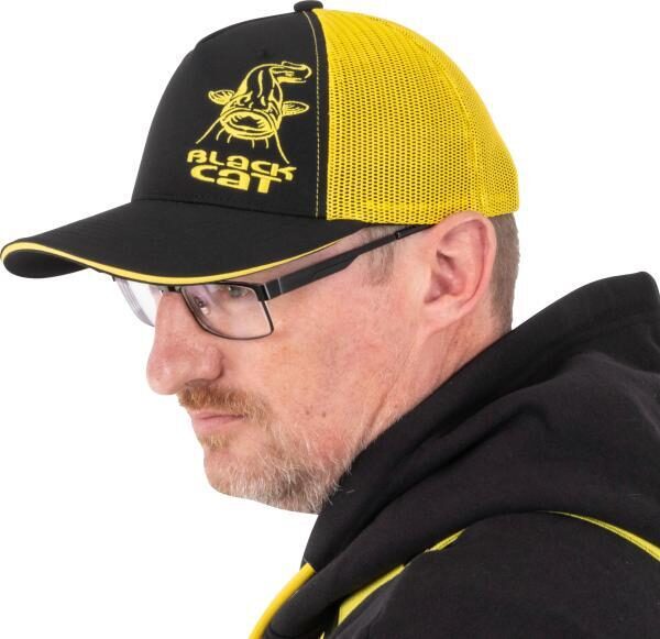 BLACK AND YELLOW TRUCKER CAP