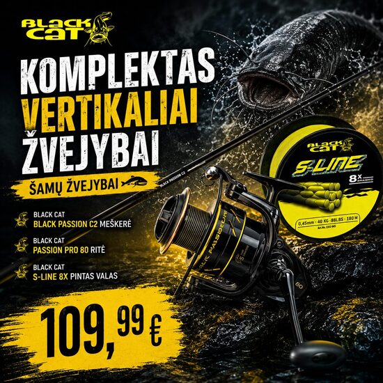 Komplektas vertikaliai šamų žvejybai